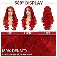 Red Lace Front Wigs Human Hair 13X4 180 Density Body Wave Red Wig Human Hair Pre Plucked Red Human Hair Lace Front Wigs Hd Lace