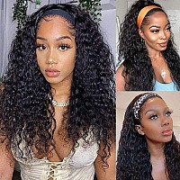 Afeier Headband Wig Human Hair Water Wave Headband Wigs For Black Women Glueless Wet And Wavy Headband Wigs Human Hair 10A Easy