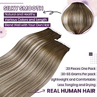 Laavoo Real Hair Extensions Tape In Human Hair Tape In Extensions Human Hair 40Pcs 100G Balayage Ash Brown To Blonde Mix With Pl