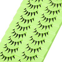 Outopen 10 Pairs Manga Lashes With Clear Band Japanese Anime Cosplay Eyelashes Asian False Eyelashes Natural Look Like Individua