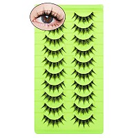 Outopen 10 Pairs Manga Lashes With Clear Band Japanese Anime Cosplay Eyelashes Asian False Eyelashes Natural Look Like Individua