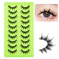 Outopen 10 Pairs Manga Lashes With Clear Band Japanese Anime Cosplay Eyelashes Asian False Eyelashes Natural Look Like Individua