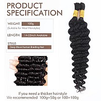 Odir 16 Inch Deep Wave Bulk Human Hair For Braiding No Weft 100 Unprocessed Brazilian Curly Braiding Human Hair Extensions Wet