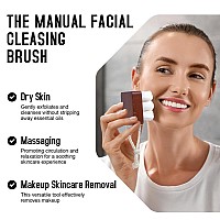 Beomeen Soft Bristles Manual Facial Cleansing Brush Face Scrubber Exfoliator Square Wooden Handle Face Dry Brush For Deep Pore