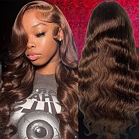 Shengcai Chocolate Brown Lace Front Wigs Human Hair 13X4 180 Density Body Wave Lace Frontal Human Hair Wigs Pre Plucked With Bab