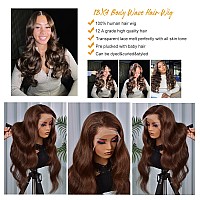 Shengcai Chocolate Brown Lace Front Wigs Human Hair 13X4 180 Density Body Wave Lace Frontal Human Hair Wigs Pre Plucked With Bab