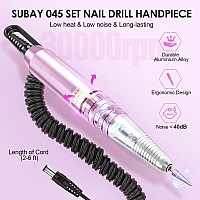 Subay 30000Rpm Professional Nail Drill Machine For Acrylic Nails Gel Nail Nail Art Polisher Sets With 6 Bits Easy Buildin Bit