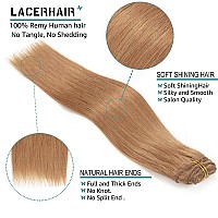 Lacer Clip In Human Hair Extensions 16 Inch 120G 7Pcs Natural Auburn Blonde Hair Extensions Clip In Human Hair Remy Clip In Hair