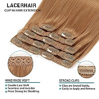 Lacer Clip In Human Hair Extensions 16 Inch 120G 7Pcs Natural Auburn Blonde Hair Extensions Clip In Human Hair Remy Clip In Hair