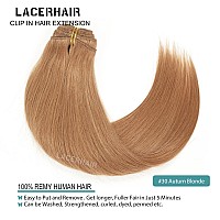 Lacer Clip In Human Hair Extensions 16 Inch 120G 7Pcs Natural Auburn Blonde Hair Extensions Clip In Human Hair Remy Clip In Hair