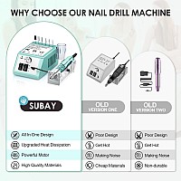 Subay 30000Rpm Professional Nail Drill Machine For Acrylic Nails Gel Nail Nail Art Polisher Sets With 6 Bits Easy Buildin Bit