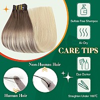 Easyouth Clip In Hair Extensions Real Human Hair Ombre Clip In Extensions Brown Ombre Platinum Blonde Human Hair Extensions Clip