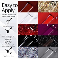 Ur Sugar Black White Red Gel Nail Polish Set 10 Colors Burgundy Red Grey White Black Red Glitter Sliver Gold Glitter Gel Polish