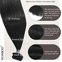 Honsoo Black Human Hair Clip In Extensions Natural Black 22In 115G 7Pcs Natural Double Weft No Shedding No Tangling Remy Human H