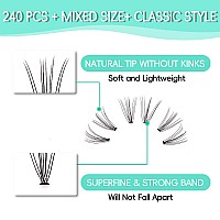 Bodermincer Blackcolored Cluster Lashes 240Pcs 20D40D Diy Eyelash Extension D Curl Long Individual Lashes Mixed Tray Faux Mink