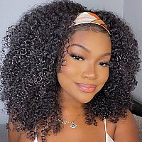 Lauberita Headband Wig Human Hair 180 Density Kinkycurly Headband Wigs Glueless Curly Human Hair Wig For Women Natural Color 18