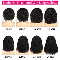 Lauberita Headband Wig Human Hair 180 Density Kinkycurly Headband Wigs Glueless Curly Human Hair Wig For Women Natural Color 18