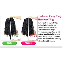 Lauberita Headband Wig Human Hair 180 Density Kinkycurly Headband Wigs Glueless Curly Human Hair Wig For Women Natural Color 18