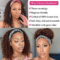 Lauberita Chocolate Brown Headband Wig Human Hair For Women 4 Deep Wave Headband Wig Glueless Curly Human Hair Wig 24 Inch