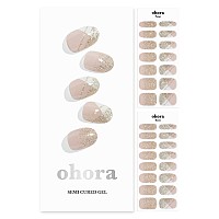 Ohora Semi Cured Gel Nail Strips N Golden Glint Nudewhite Glitter Works With Uvled Lamps Salonquality Long Lasting E