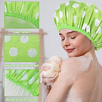 2 Packs Large Shower Caps For Women Reusable Waterproof Shower Cap Bath Caps With Hair Scrunchies For Long Thick Hair Cyanyel