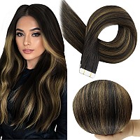 Full Shine Tape In Extensions Human Hair Color 1B61B Black And Brown Tape In Hair Extensions 12 Inch Short Straight Hair 30Gra