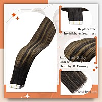 Full Shine Tape In Extensions Human Hair Color 1B61B Black And Brown Tape In Hair Extensions 12 Inch Short Straight Hair 30Gra