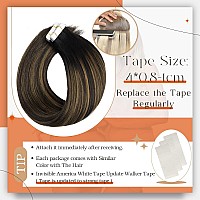 Full Shine Tape In Extensions Human Hair Color 1B61B Black And Brown Tape In Hair Extensions 12 Inch Short Straight Hair 30Gra