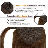 Lacer Human Hair Wrap Around Ponytail Balayege Chocolate Brown To Chestnut Brown Straight Ponytail Extension Human Hair With Mag