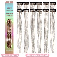 Missuhui 12Pcs Hair Tinsel Clip In 236Inch Clip In Hair Tinsel Glitter Tinsel Hair Extensions Heat Resistant Tinsel Hair Kit Cl