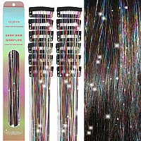 Missuhui 12Pcs Hair Tinsel Clip In 236Inch Clip In Hair Tinsel Glitter Tinsel Hair Extensions Heat Resistant Tinsel Hair Kit Cl