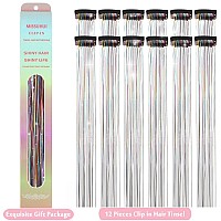 Missuhui 12Pcs Hair Tinsel Clip In 236Inch Clip In Hair Tinsel Glitter Tinsel Hair Extensions Heat Resistant Tinsel Hair Kit Cl