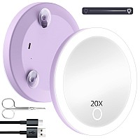 20X Travel Magnifying Mirror With Lights Small Led Magnifying Mirror Rechargeable 20X Travel Magnified Mirror 4 Pocket Makeu