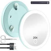 20X Travel Magnifying Mirror With Lights Small Led Magnifying Mirror Rechargeable 20X Travel Magnified Mirror 4 Pocket Makeu