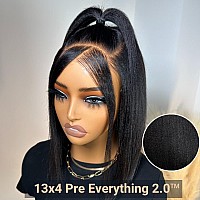 Beauty Forever 13X4 Preeverything Glueless Yaki Straight Pre Cut Lace Front Wigs Bob Wig Human Hairbye Bye Knots Short Bob Wig