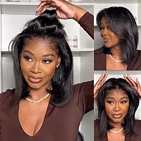 Beauty Forever 13X4 Preeverything Glueless Yaki Straight Pre Cut Lace Front Wigs Bob Wig Human Hairbye Bye Knots Short Bob Wig