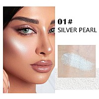 Evpct Pearl White Silver Face Highlighter Makeup Shimmer Glitter Diamond Sparkly Highlighters Makeup Palette Powder For Face Bod