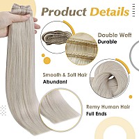 Full Shine Sew In Remy Hair Extensions 20 Inch Real Human Hair Weft Extensions For Thick Hair Invisible 1000 Ice Blonde Silky W