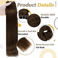 Full Shine Sew In Hair Extensions Real Human Hair 4 Medium Brown Hair Extensions Long Silky Hair For Women 22 Inch Weft Hair Ex