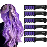 Maydear Purple Hair Chalk For Girls Washable Temporary Hair Color Dye For Kids Teens 6 Pcs Non Toxic Hair Chalk Comb For 4 5 6