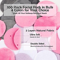 Homexcel Reusable Makeup Remover Pads 100 Packmakeup Remover Cloth Face Pads For Facial Cleansingsoft Cotton Rounds For All Sk