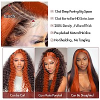 Daphernew 250 Density Deep Wave Lace Front Wigs Human Hair 2350 Ginger Deep Curly Wigs Human Hair For Women 13X6 Hd Lace Front