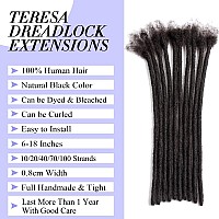 Teresa 12 Inch 08Cm Width Loc Extension Human Hair Natural Black 60 Strands Full Handmade Permanent Locs Extensions Can Be Dye