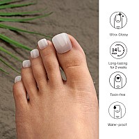 Danni Toni Semi Cured Gel Toenail Strips White Ombre Frosty Veil French Gel Toenail Stickers Transparent To White Glazed Gel