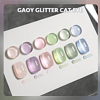 Gaoy Cat Eye Gel Nail Polish Set With Magnet For Pink Blue Green Glitter Holographic Cat Eye Salon Gel Manicure And Nail Art Di