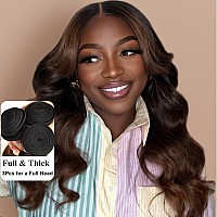 Unice Chestnut Brown Ombre Body Wave Human Hair Weave 3 Bundles 14 16 16 Inch Brazilian Remy Human Hair Wavy Sew In Human Hair E