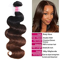 Unice Chestnut Brown Ombre Body Wave Human Hair Weave 3 Bundles 8 10 12 Inch Brazilian Remy Human Hair Wavy Sew In Human Hair Ex