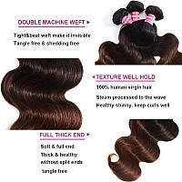 Unice Chestnut Brown Ombre Body Wave Human Hair Weave 3 Bundles 8 10 12 Inch Brazilian Remy Human Hair Wavy Sew In Human Hair Ex