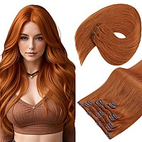 Sunny Copper Clip In Hair Extensions Colored Hair Extensions Clip In Real Human Hair Invisible Clip In Hair Extensions Human Hai