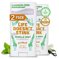 Stinkbug Naturals Organic Aluminum Free Deodorant Stick With Vanilla Mint Coconut Oil And Activated Charcoal Paraben Free Sen